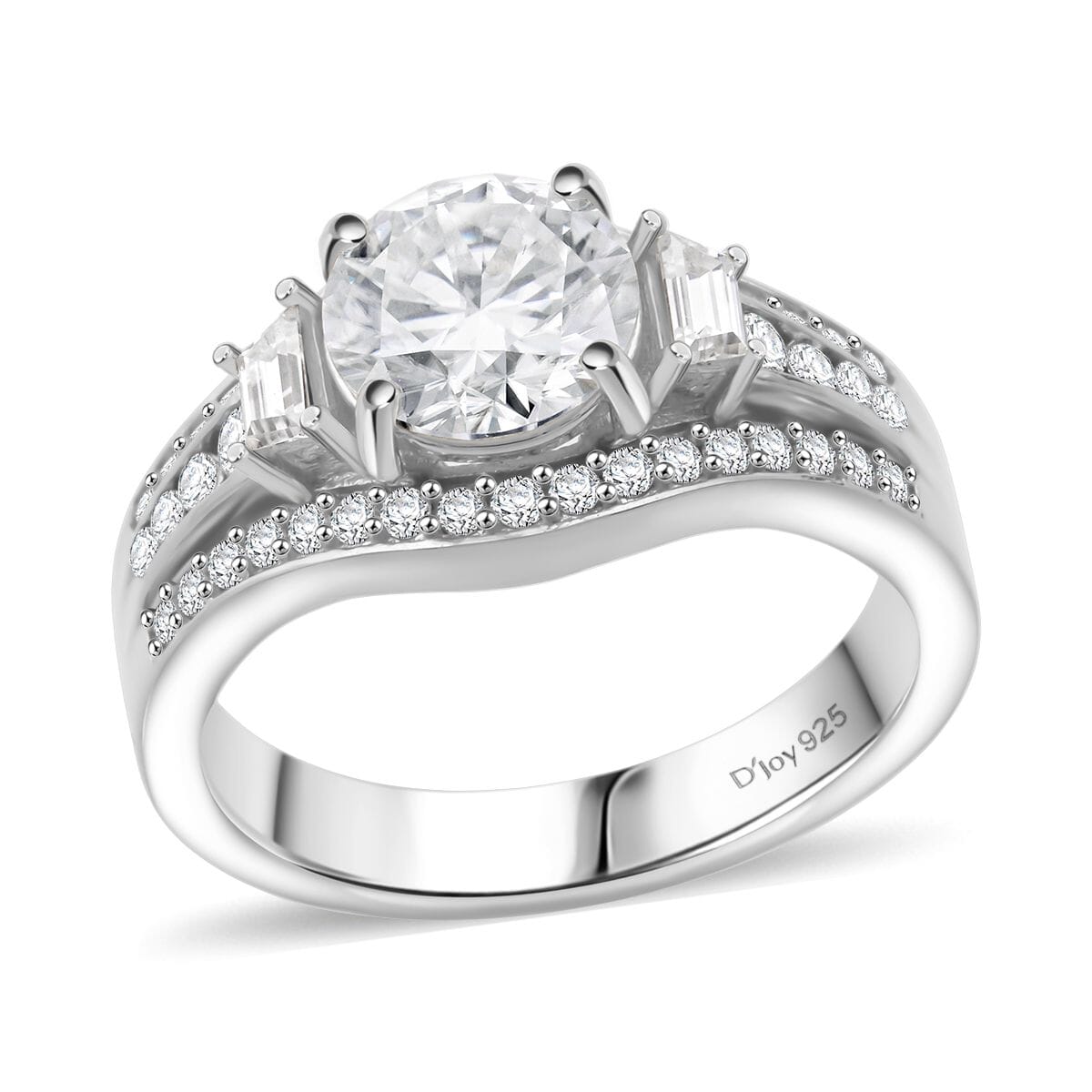 D'Joy Heart and Arrow Cut Moissanite 2.50 ctw Ring in Rhodium Over Sterling Silver (Size 7.0) image number 0