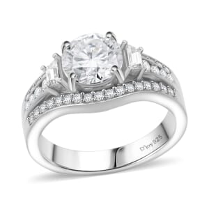 D'Joy Heart and Arrow Cut Moissanite 2.50 ctw Ring in Rhodium Over Sterling Silver (Size 7.0)