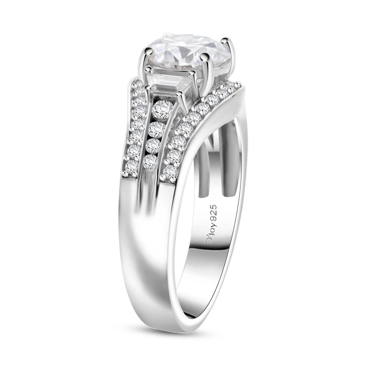 D'Joy Heart and Arrow Cut Moissanite 2.50 ctw Ring in Rhodium Over Sterling Silver (Size 7.0) image number 3