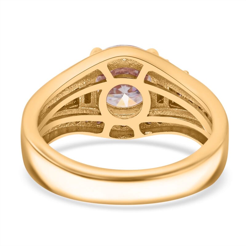 D'Joy Heart and Arrow Cut Moissanite 2.50 ctw Bridge Ring in 18K Vermeil Yellow Gold Over Sterling Silver (Size 8.0)