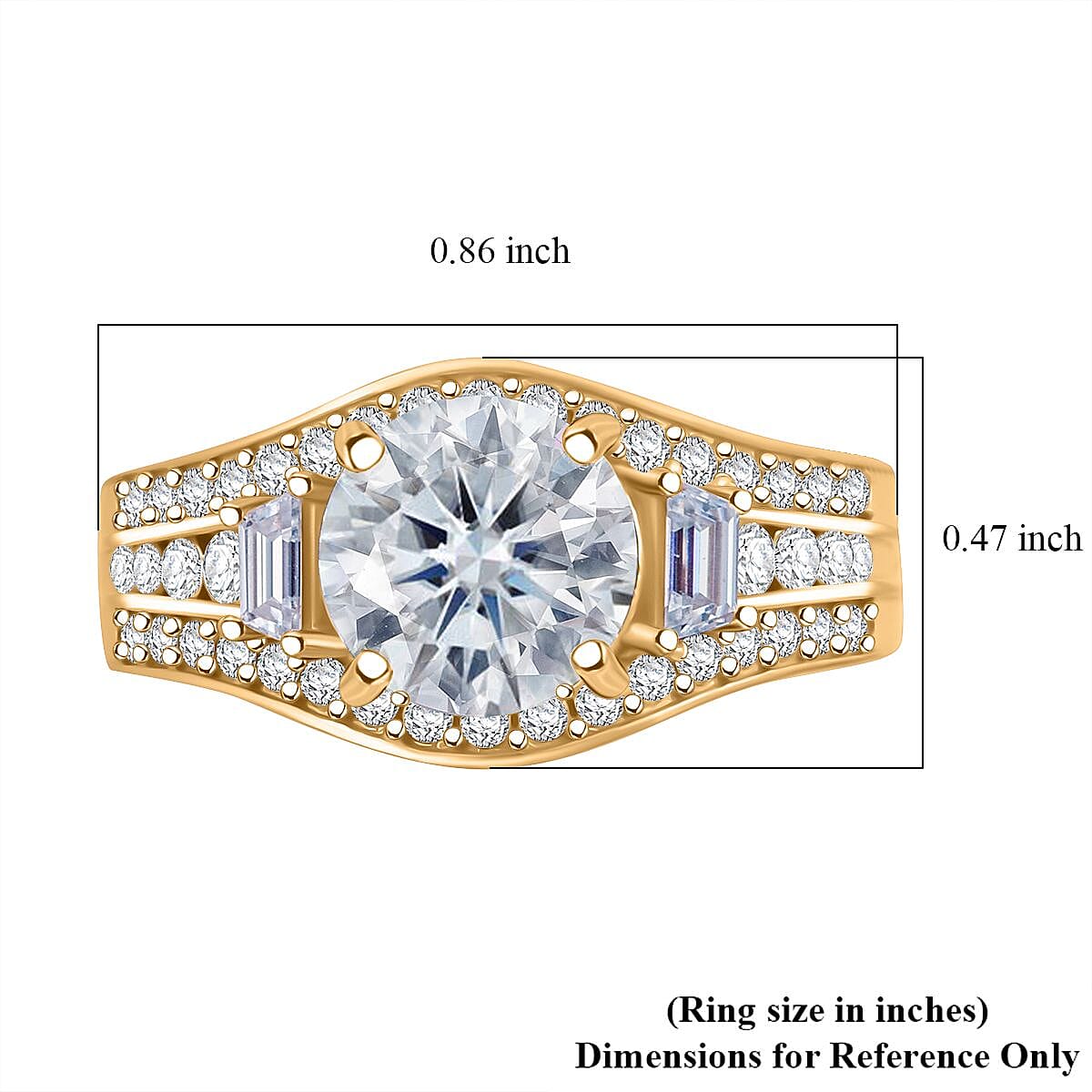 D'Joy Heart and Arrow Cut Moissanite 2.50 ctw Bridge Ring in 18K Vermeil Yellow Gold Over Sterling Silver (Size 8.0)