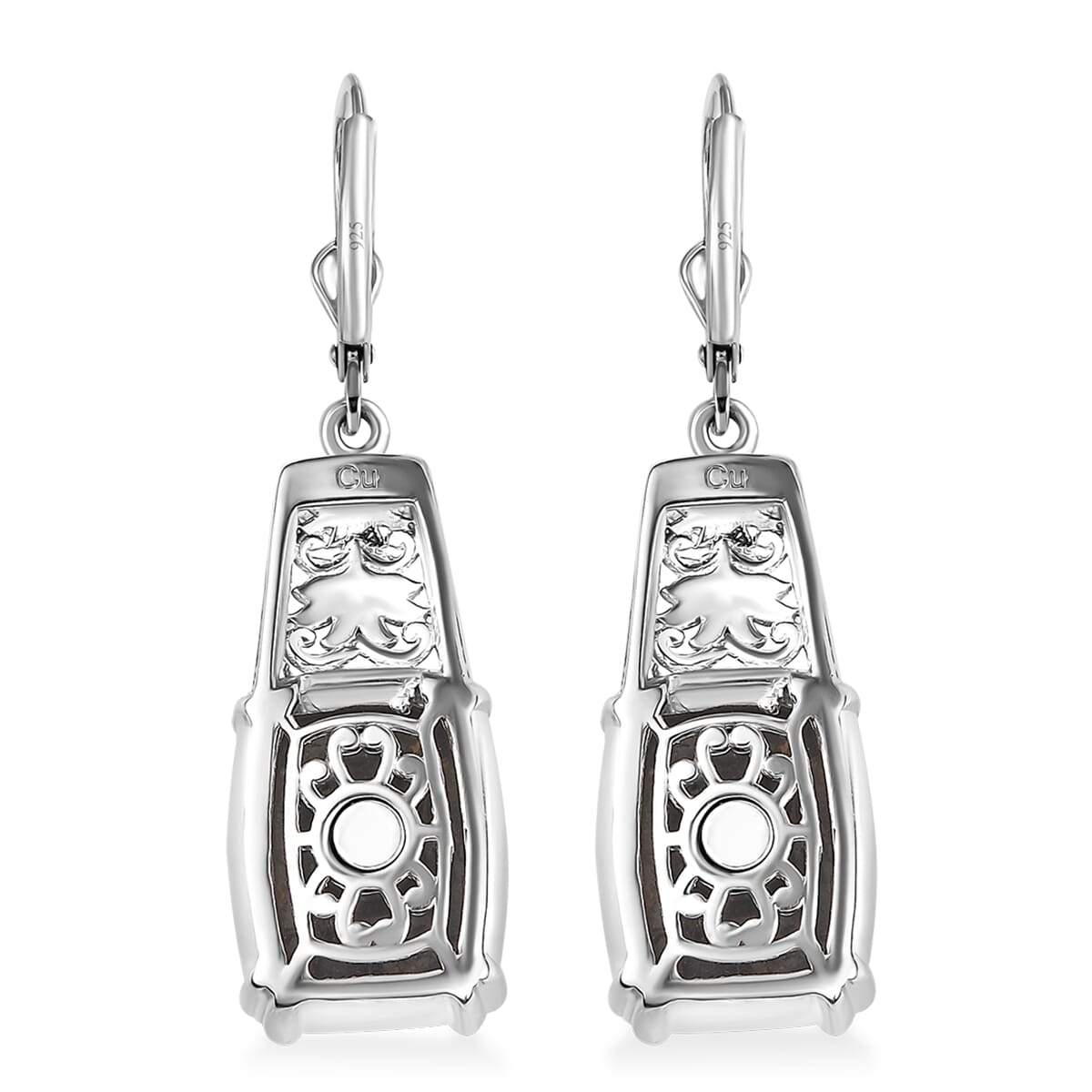 Matrix Silver Shungite 9.40 ctw Solitaire Lever Back Earrings in Platinum Over Copper with Magnet image number 4