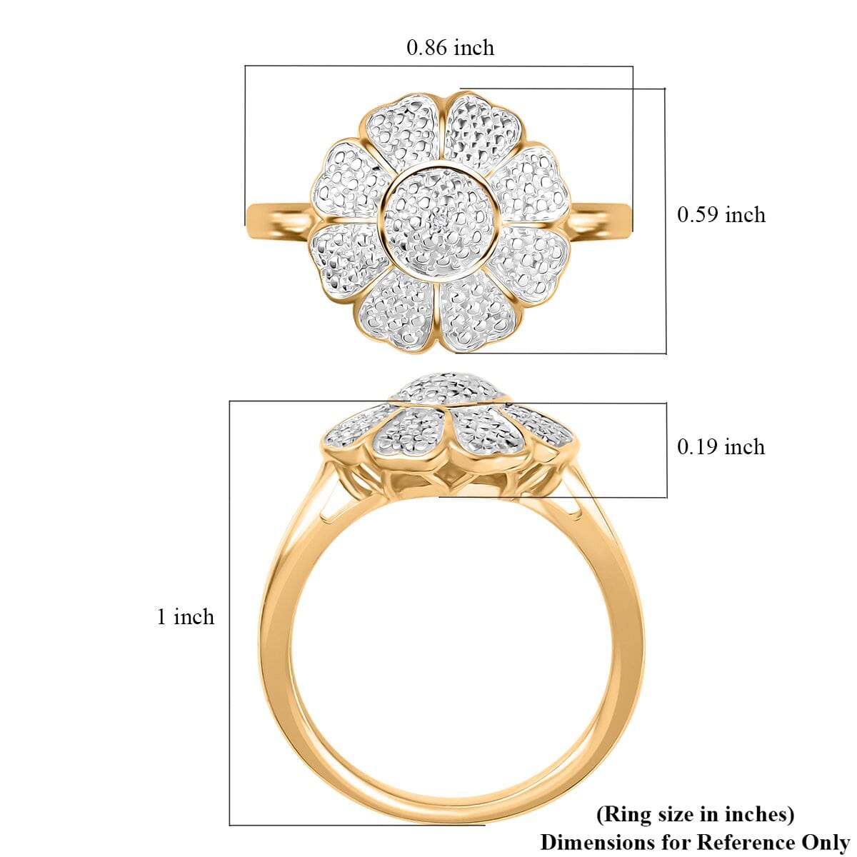 Karis Diamond Accent Floral Ring in 18K YG Plated (Size 10.0) image number 5