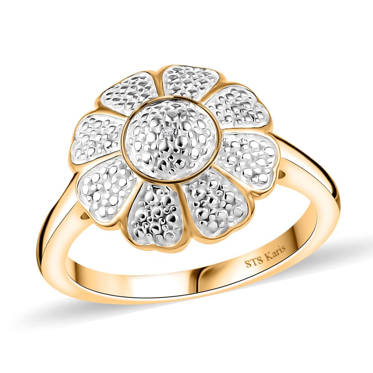 Karis Diamond Accent Floral Ring in 18K YG Plated (Size 9.0) image number 0