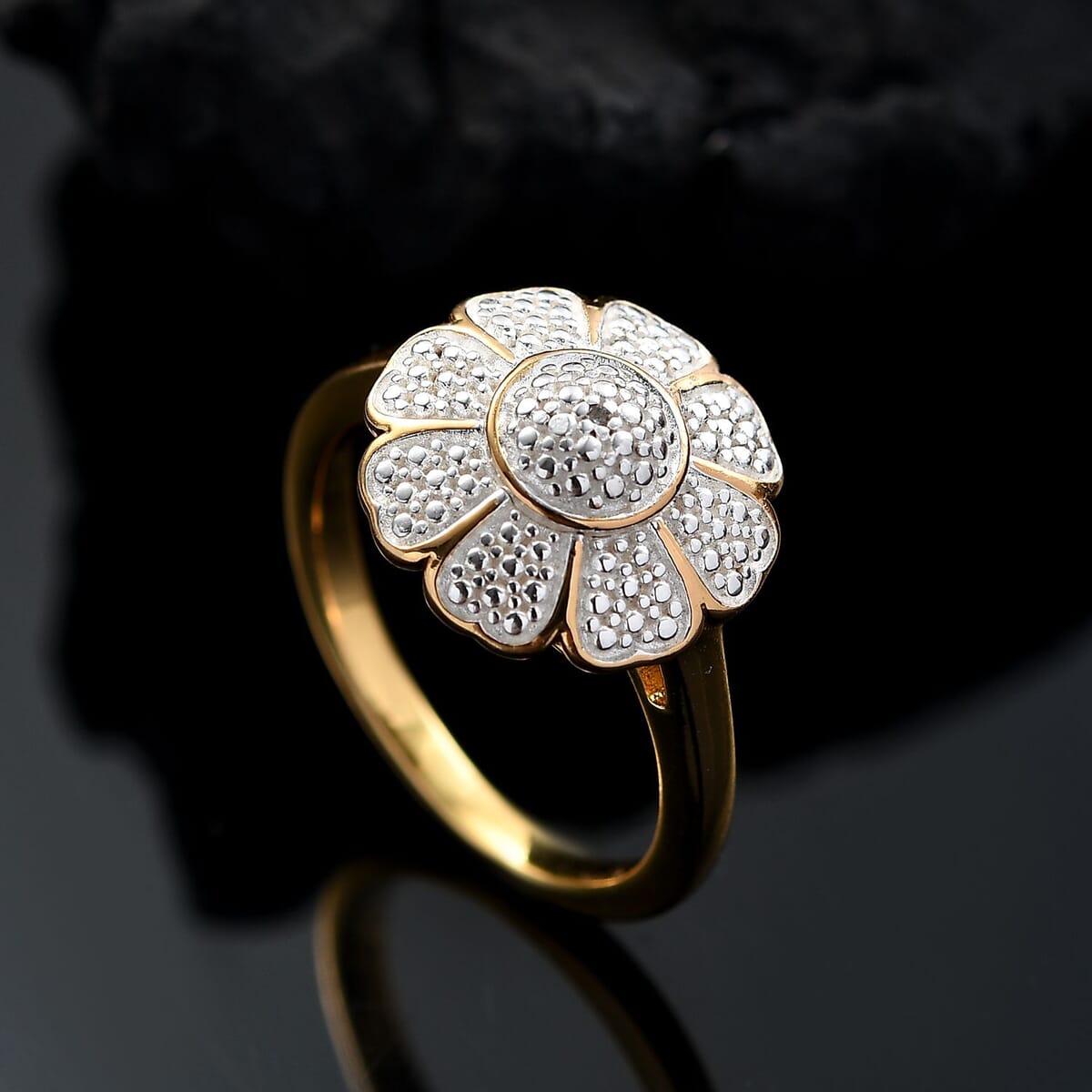 Karis Diamond Accent Floral Ring in 18K YG Plated (Size 9.0) image number 1