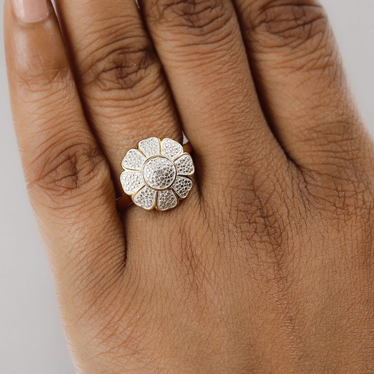 Karis Diamond Accent Floral Ring in 18K YG Plated (Size 9.0) image number 2