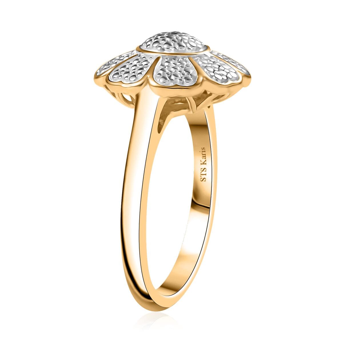 Karis Diamond Accent Floral Ring in 18K YG Plated (Size 9.0) image number 3