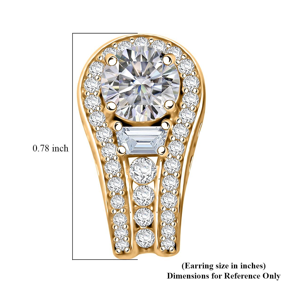 D'Joy Heart and Arrow Cut Moissanite 2.40 ctw Bridge Earrings in 18K Vermeil Yellow Gold Over Sterling Silver image number 6