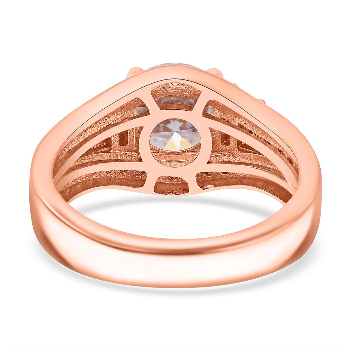 D'Joy Heart and Arrow Cut Moissanite 2.50 ctw Bridge Ring in 18K Vermeil Rose Gold Over Sterling Silver (Size 6.0) image number 4