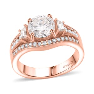 D'Joy Heart and Arrow Cut Moissanite 2.50 ctw Ring in 18K Vermeil Rose Gold Over Sterling Silver (Size 7.0)