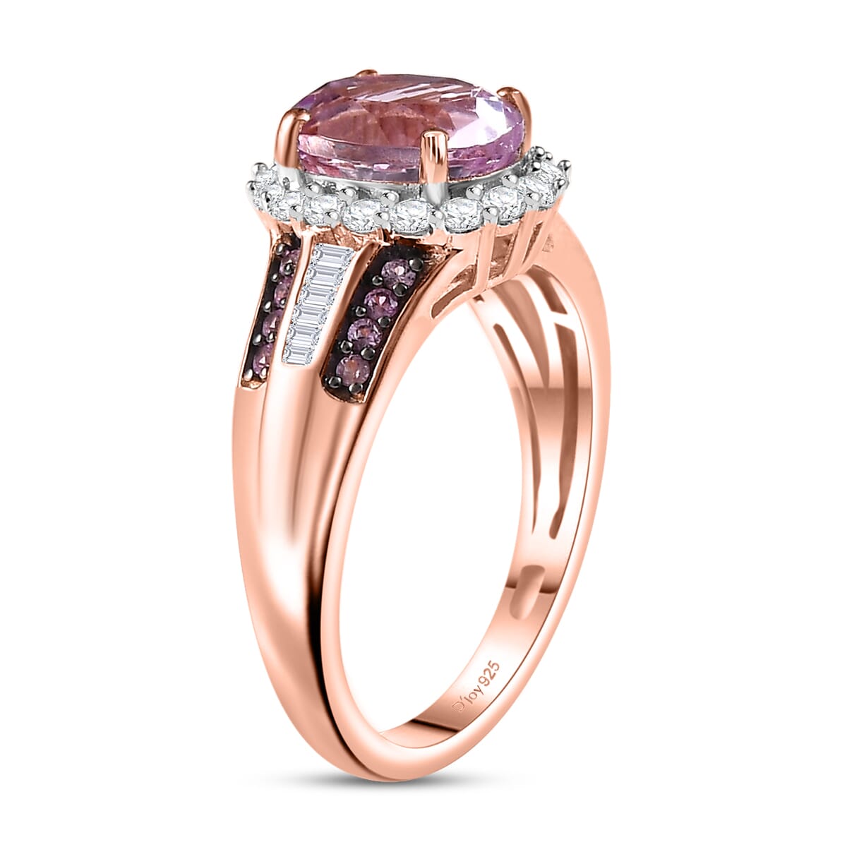 Premium Martha Rocha Kunzite, Pink Sapphire and Diamond 3.00 ctw Orchid Bliss Ring in 18K Vermeil Rose Gold Over Sterling Silver (Size 7.0) image number 3