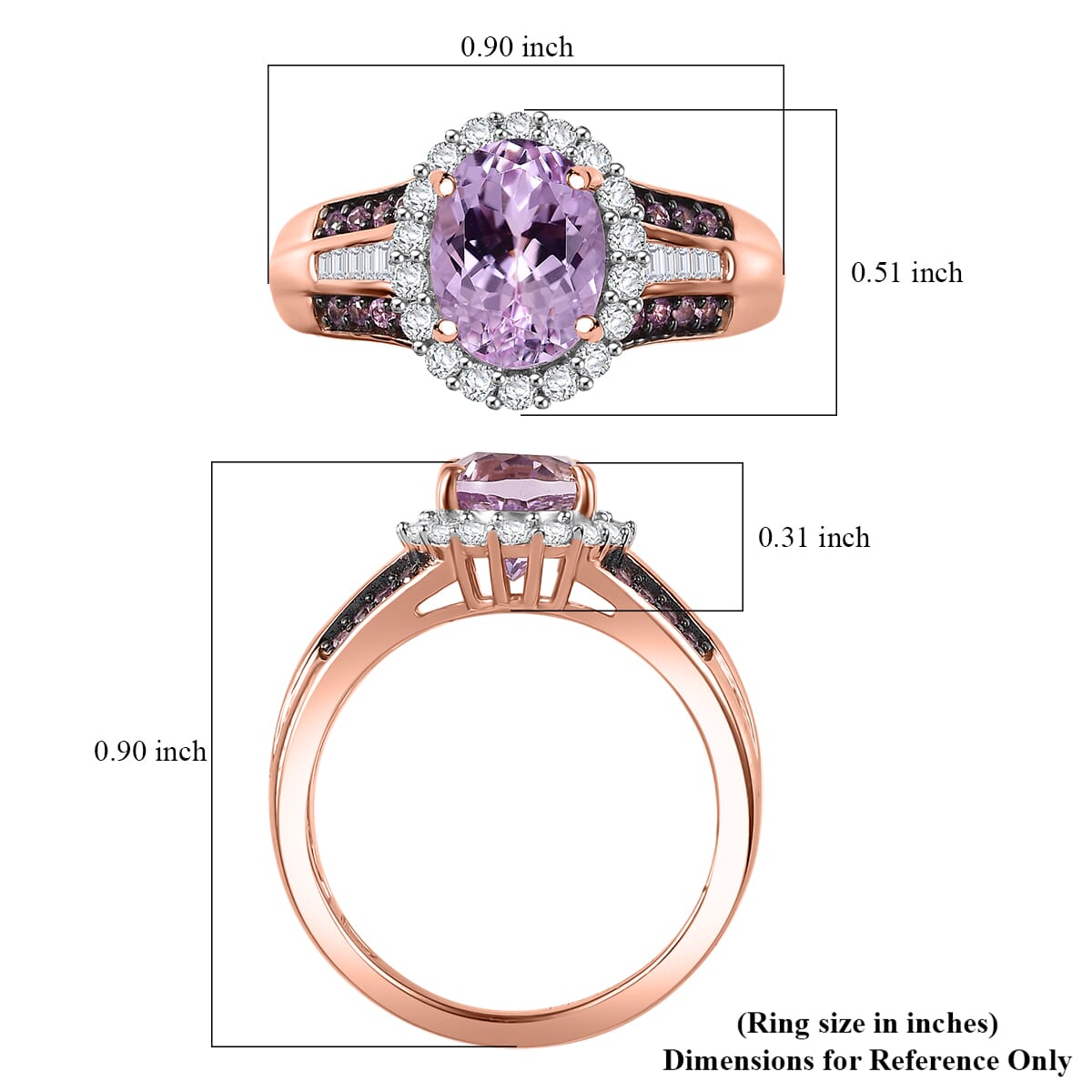 Premium Martha Rocha Kunzite, Pink Sapphire and Diamond 3.00 ctw Orchid Bliss Ring in 18K Vermeil Rose Gold Over Sterling Silver (Size 7.0) image number 5