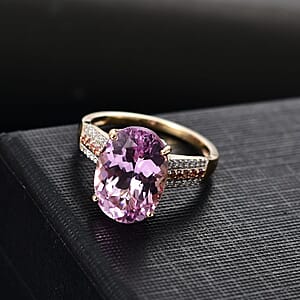 Luxoro Premium Martha Rocha Kunzite, Madagascar Pink Sapphire and Diamond I2 7.80 ctw Ring in 10K Yellow Gold (Size 8.0)