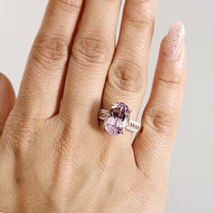 Luxoro Premium Martha Rocha Kunzite, Madagascar Pink Sapphire and Diamond I2 7.80 ctw Ring in 10K Yellow Gold (Size 8.0)