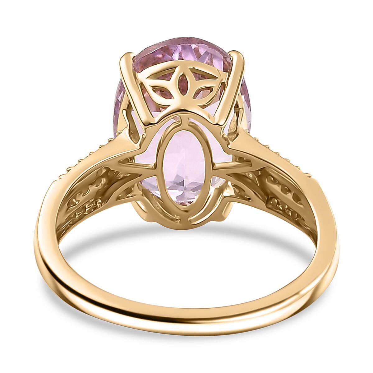 Luxoro Premium Martha Rocha Kunzite, Madagascar Pink Sapphire and Diamond I2 7.80 ctw Ring in 10K Yellow Gold (Size 8.0) image number 4