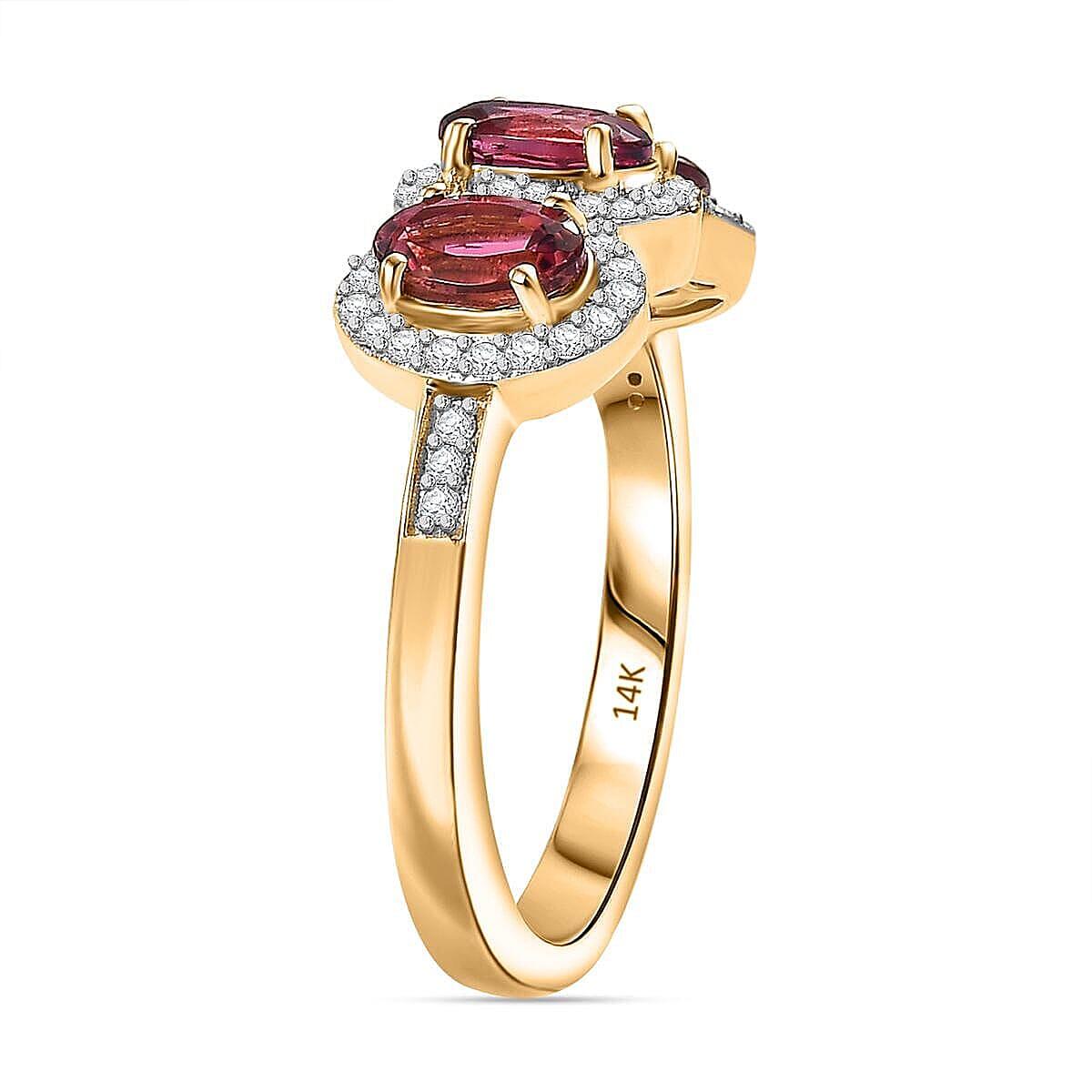 Luxoro 14K Yellow Gold AAA Ouro Fino Rubellite, Diamond (I2) (0.24 cts) Ring (Size 8.0) (4.04 g) 2.00 ctw image number 3