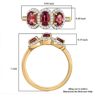 Luxoro 14K Yellow Gold AAA Ouro Fino Rubellite, Diamond (I2) (0.24 cts) Ring (Size 7.0) (4.04 g) 2.00 ctw