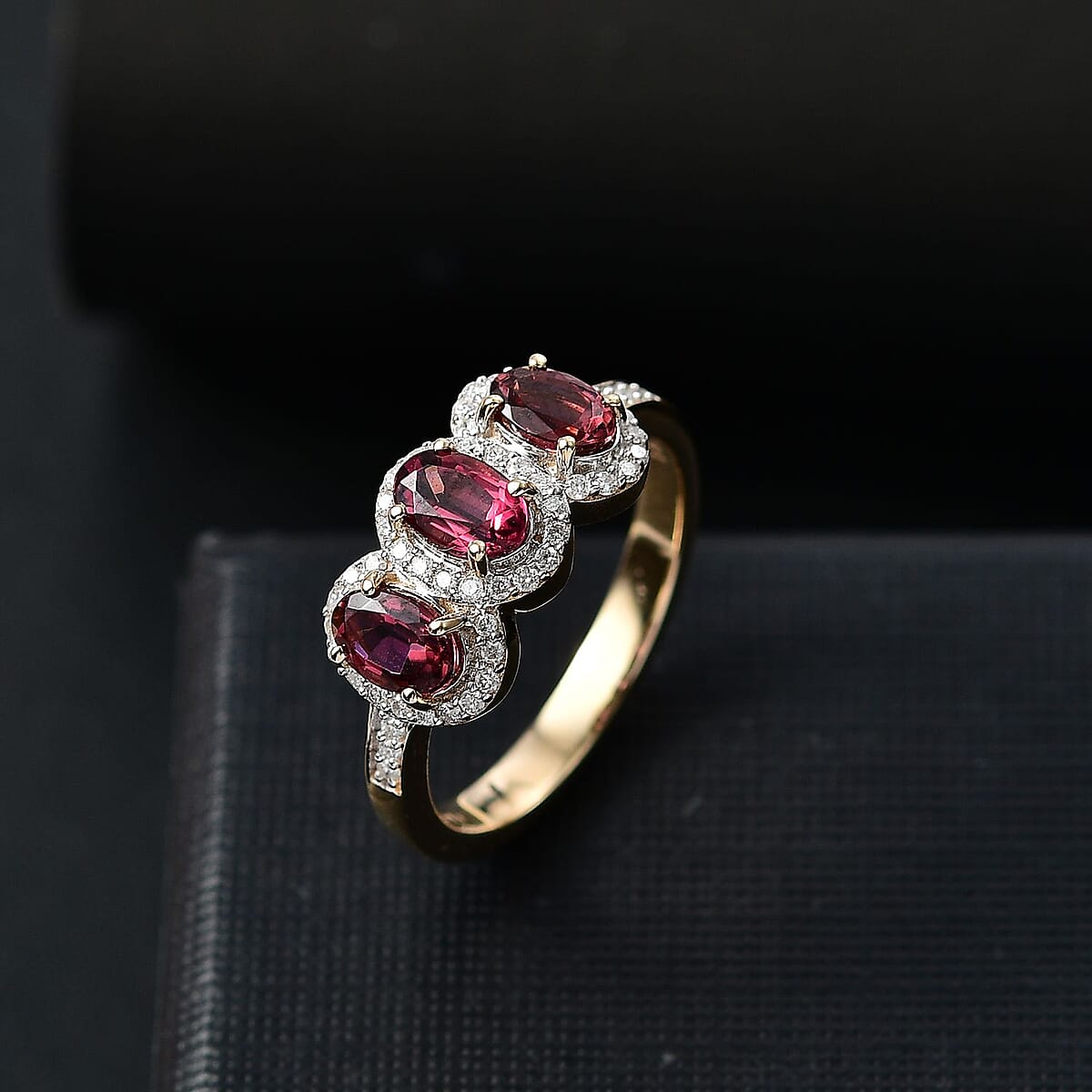 Luxoro AAA Ouro Fino Rubellite and Diamond I2 2.00 ctw Ring in 14K Yellow Gold (Size 8.0) 4.04 Grams image number 1