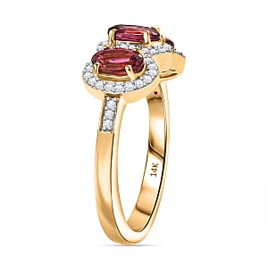 Luxoro AAA Ouro Fino Rubellite and Diamond I2 2.00 ctw Ring in 14K Yellow Gold (Size 8.0) 4.04 Grams