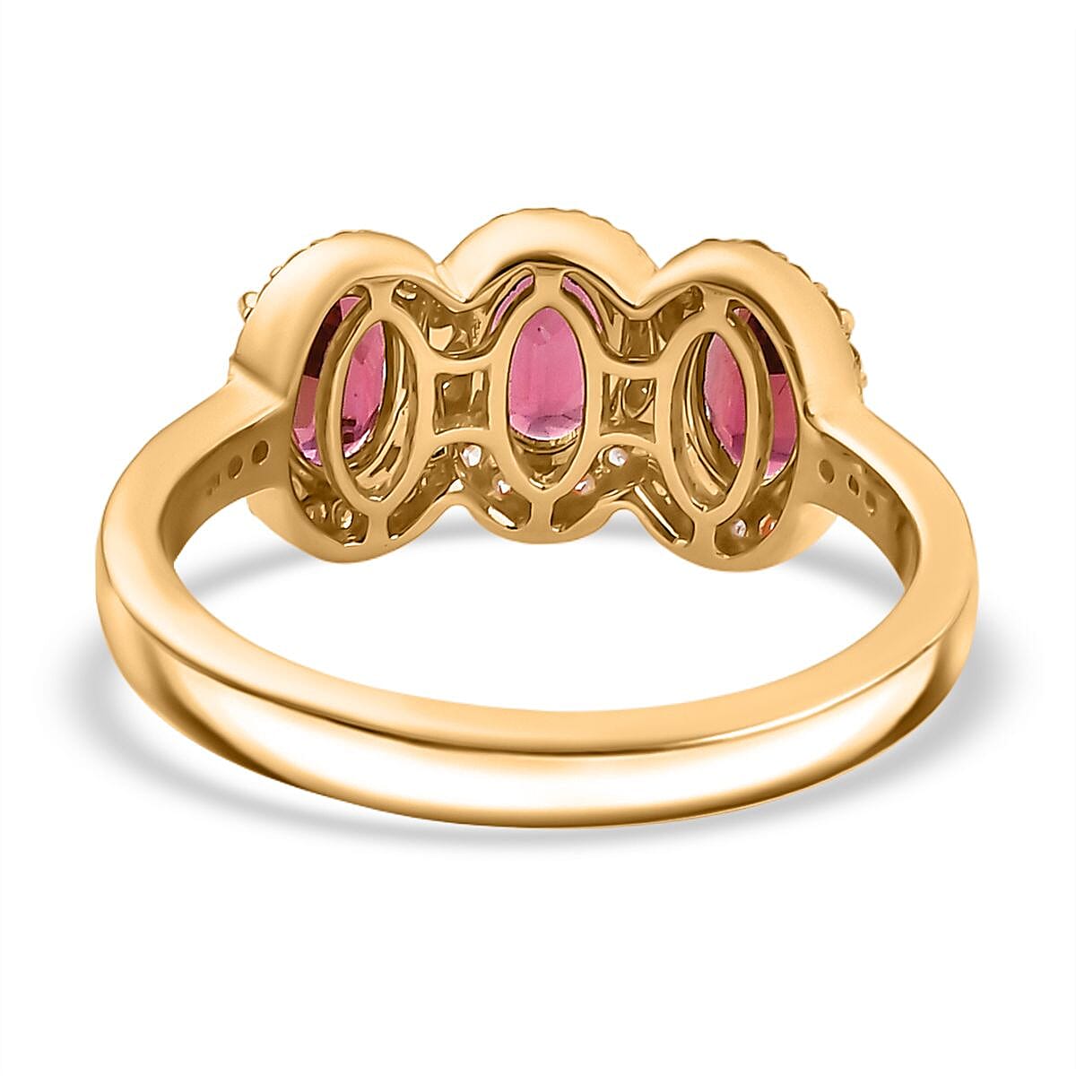 Luxoro AAA Ouro Fino Rubellite and Diamond I2 2.00 ctw Ring in 14K Yellow Gold (Size 8.0) 4.04 Grams