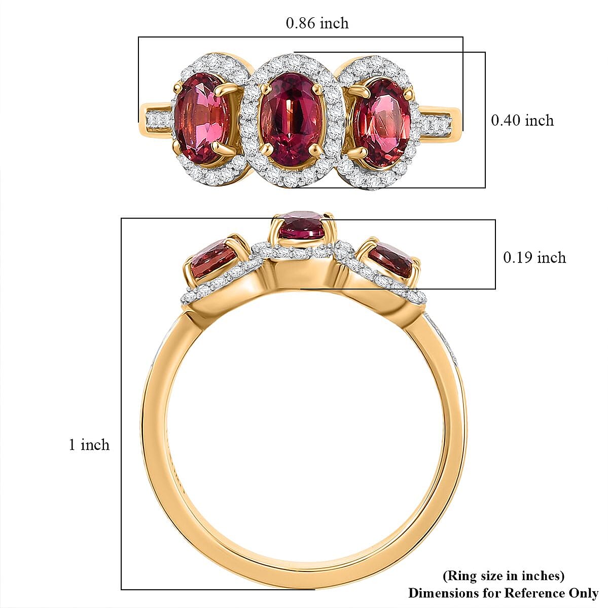 Luxoro AAA Ouro Fino Rubellite and Diamond I2 2.00 ctw Ring in 14K Yellow Gold (Size 8.0) 4.04 Grams image number 5