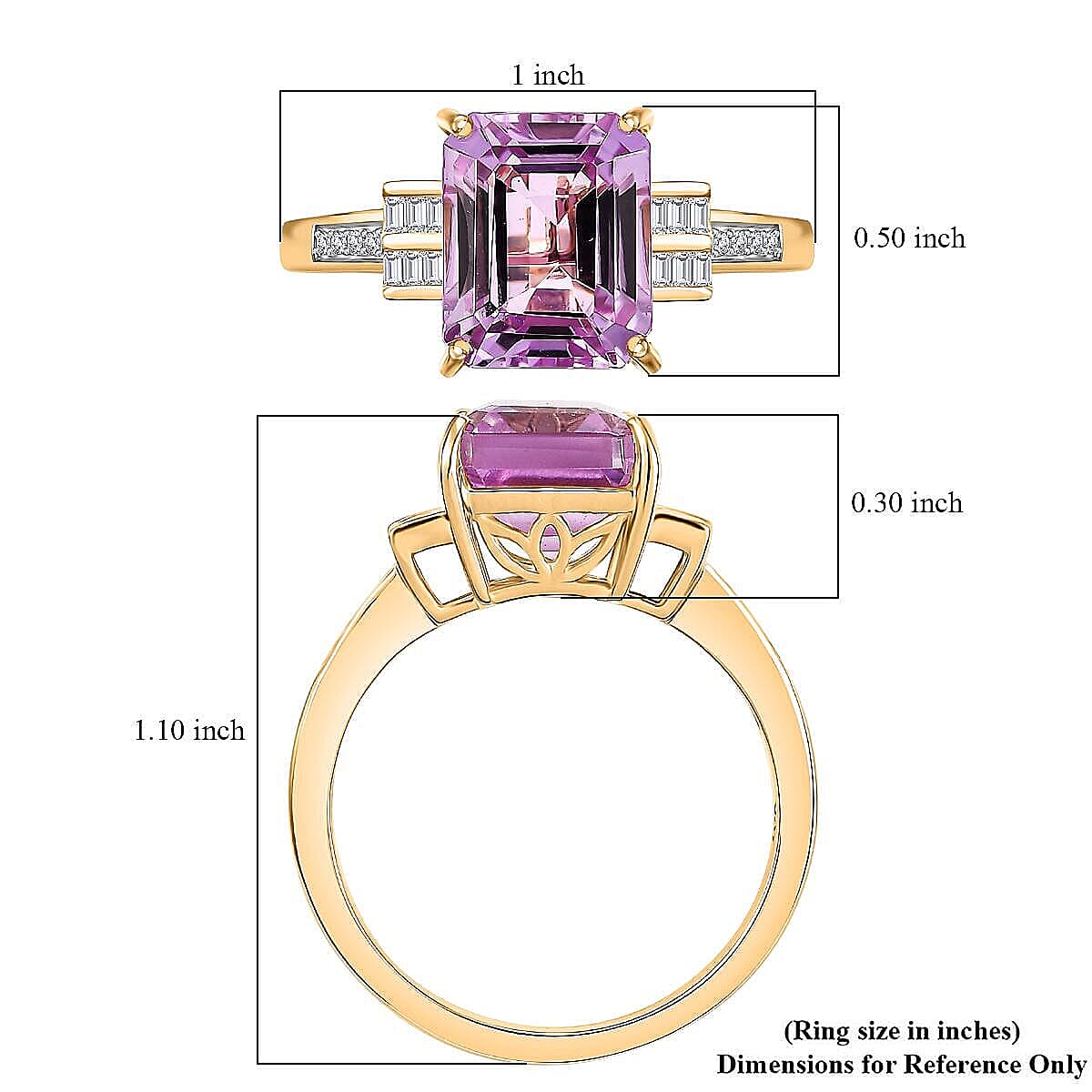 Luxoro 10K Yellow Gold Premium Martha Rocha Kunzite, Diamond (I2) (0.15 cts) Ring (Size 9.0) 6.10 ctw image number 5