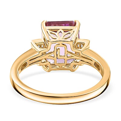Luxoro 10K Yellow Gold Premium Martha Rocha Kunzite, Diamond (I2) (0.15 cts) Ring (Size 8.0) 6.10 ctw