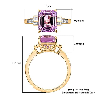 Luxoro 10K Yellow Gold Premium Martha Rocha Kunzite, Diamond (I2) (0.15 cts) Ring (Size 8.0) 6.10 ctw