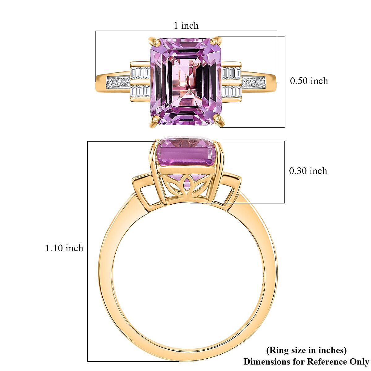 Luxoro Premium Martha Rocha Kunzite and Diamond I2 6.10 ctw Ring in 10K Yellow Gold (Size 9.0) image number 5