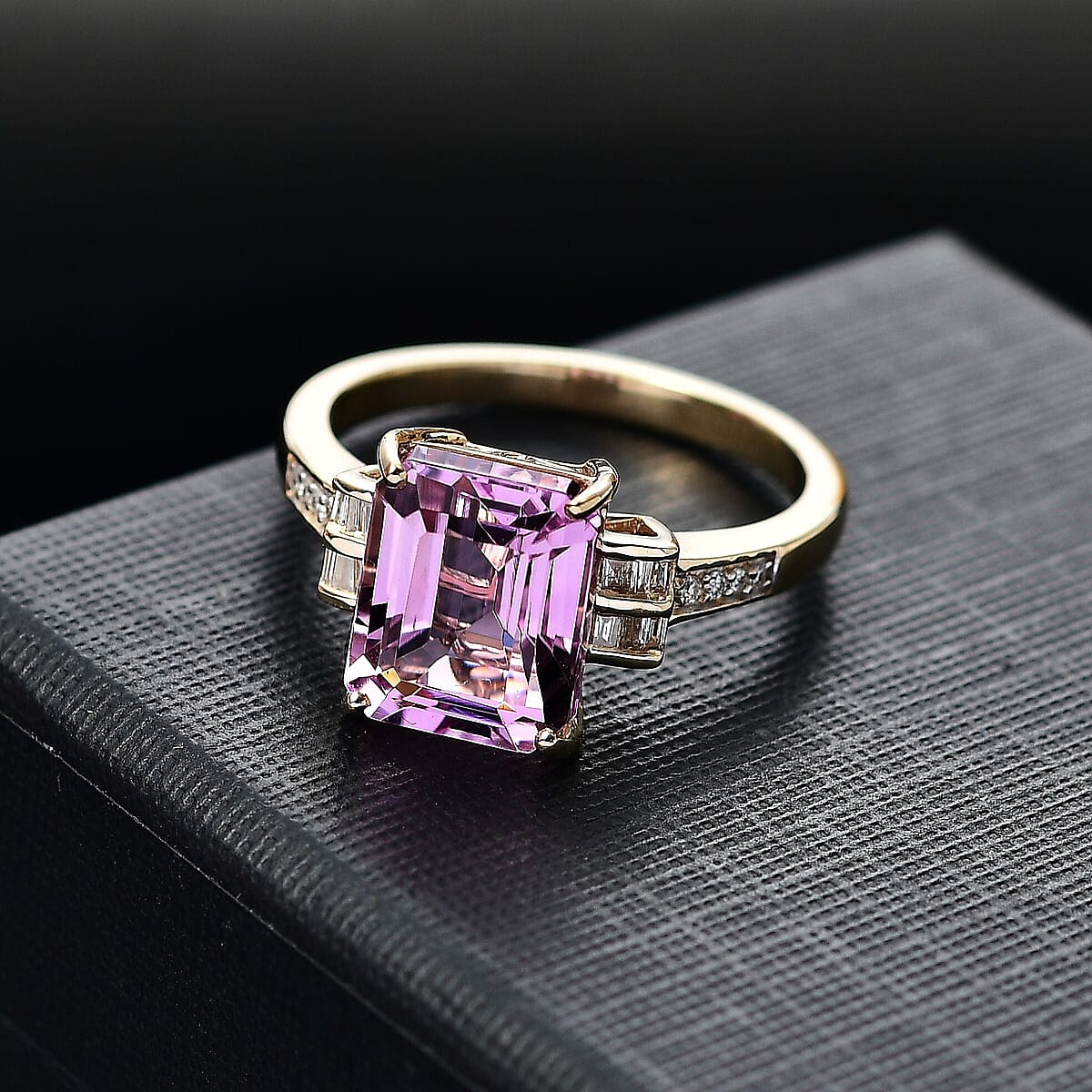 Luxoro 10K Yellow Gold Premium Martha Rocha Kunzite, Diamond (I2) (0.15 cts) Ring (Size 9.0) 6.10 ctw image number 1