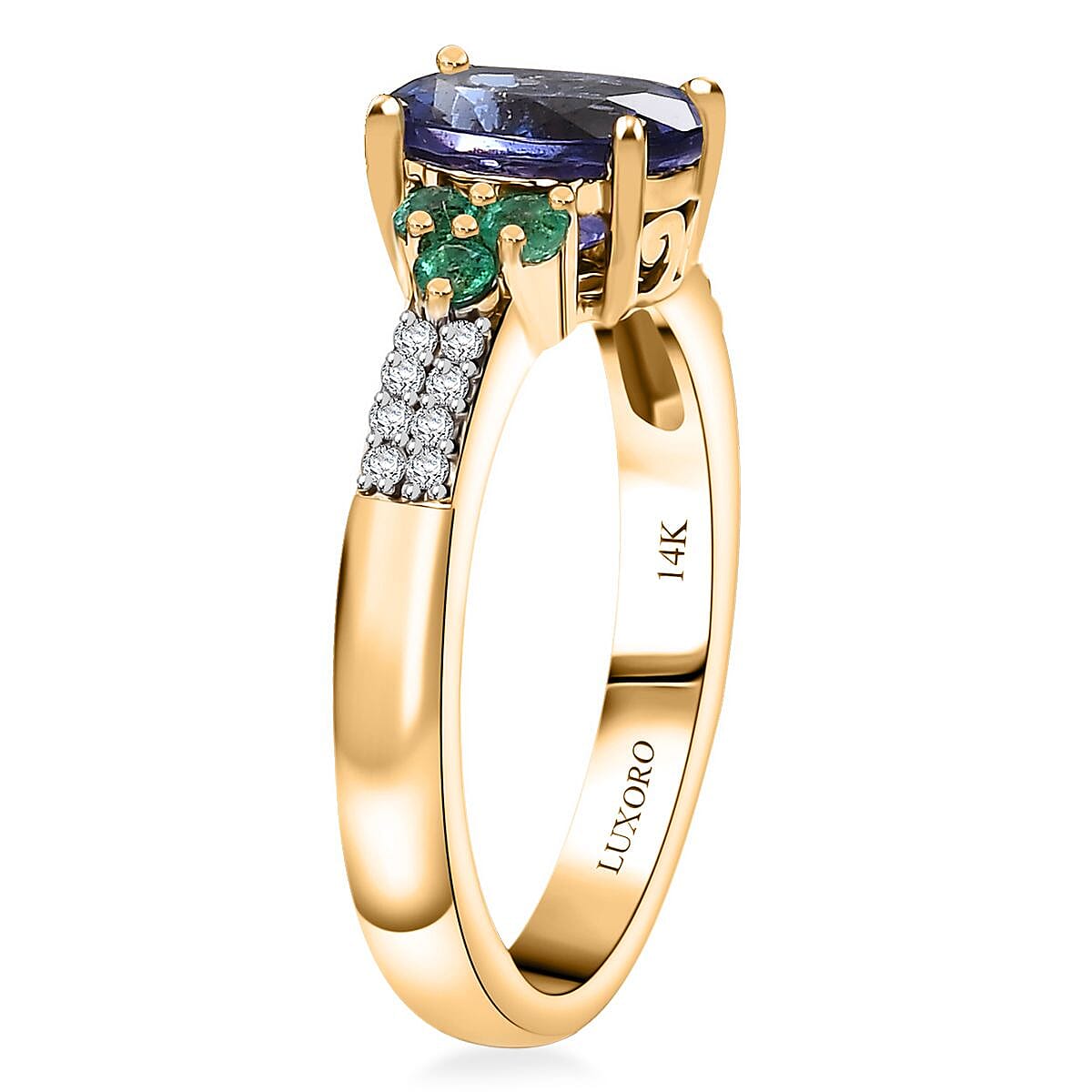 10K Yellow Gold  AAA   Moroccan Amethyst ,  White Diamond  I2 Main Stone With Side Stone Ring ,  Gold Wt. 4.1 g 4.72 ctw image number 3