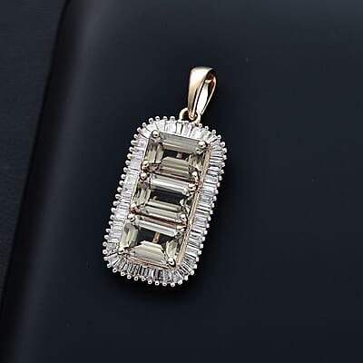 Certified & Appraised Luxoro AAA Turkizite and I2 Diamond 3.85 ctw Pendant in 14K Yellow Gold (Del. in 12-15 Business Days)