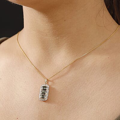 Certified & Appraised Luxoro AAA Turkizite and I2 Diamond 3.85 ctw Pendant in 14K Yellow Gold (Del. in 12-15 Business Days)