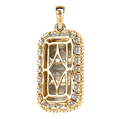 Certified & Appraised Luxoro AAA Turkizite and I2 Diamond 3.85 ctw Pendant in 14K Yellow Gold (Del. in 12-15 Business Days)