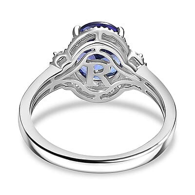 Rhapsody 950 Platinum AAAA Tanzanite, Diamond (E-F, VS) (0.35 cts) Ring (Size 7.0) (5.98 g) 3.00 ctw