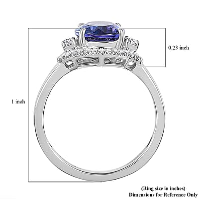 Rhapsody 950 Platinum AAAA Tanzanite, Diamond (E-F, VS) (0.35 cts) Ring (Size 7.0) (5.98 g) 3.00 ctw