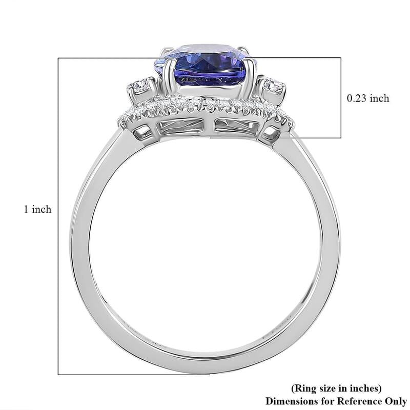 Rhapsody 950 Platinum AAAA Tanzanite, Diamond (E-F, VS) (0.35 cts) Ring (Size 7.0) (5.98 g) 3.00 ctw