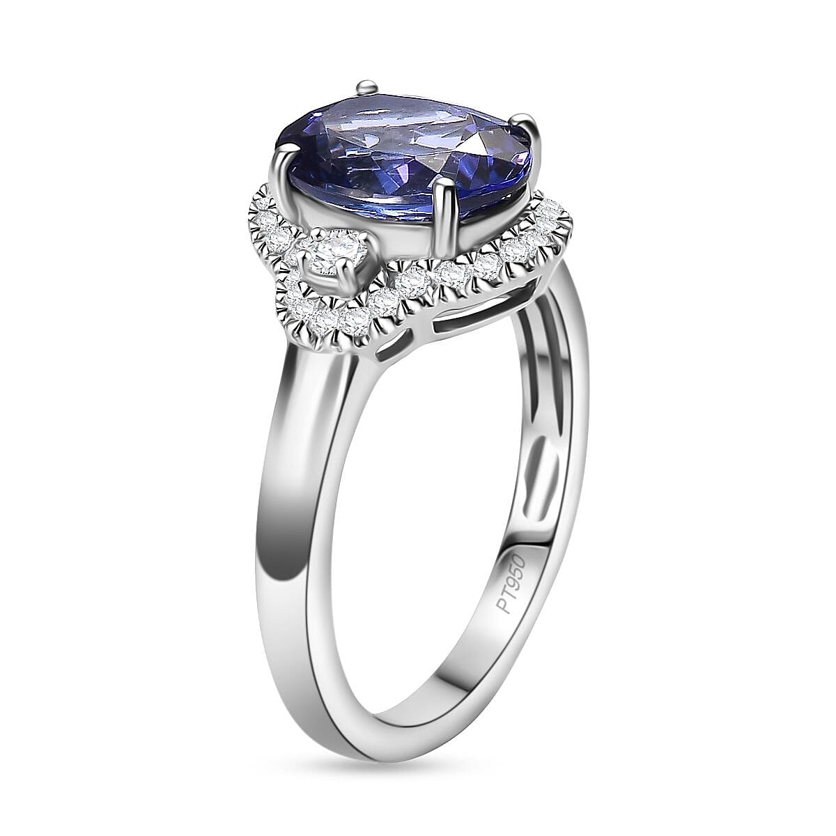 Rhapsody AAAA Tanzanite and Diamond E-F VS 3.00 ctw Ring in 950 Platinum (Size 8.0) 5.98 Grams image number 3