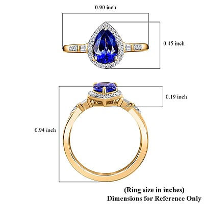 Luxoro 14K Yellow Gold AAA Tanzanite, Diamond (I2) (0.21 cts) Ring (Size 6.0) 1.50 ctw