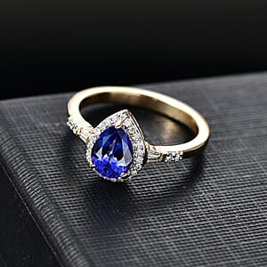 Luxoro AAA Tanzanite and Diamond I2 1.50 ctw Ring in 14K Yellow Gold (Size 7.0)