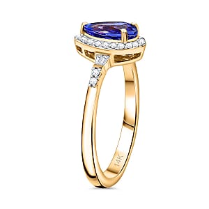 Luxoro AAA Tanzanite and Diamond I2 1.50 ctw Ring in 14K Yellow Gold (Size 7.0)