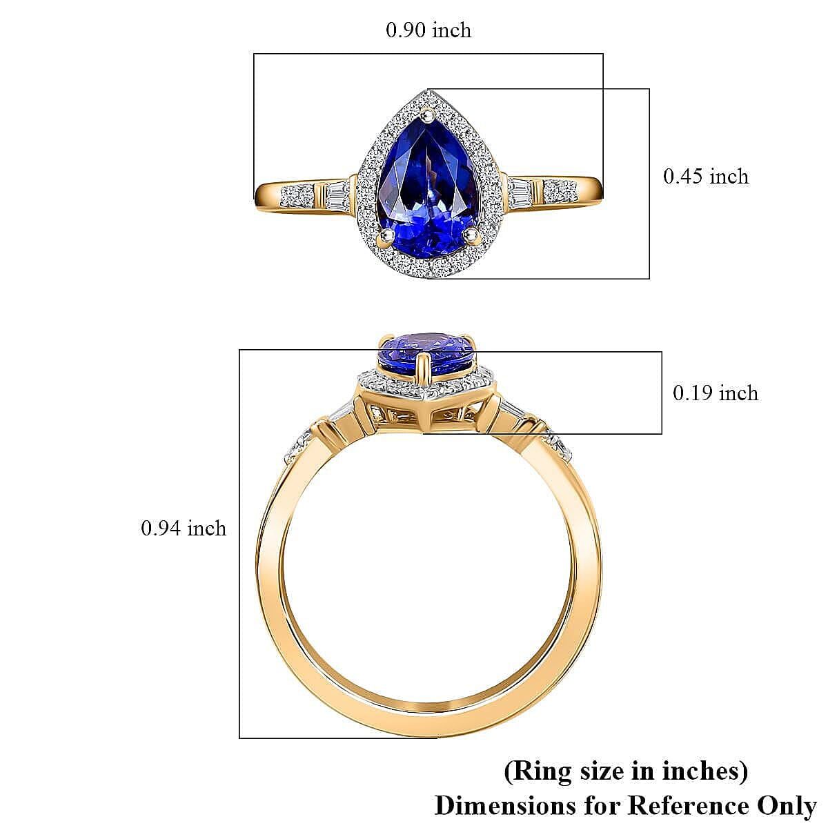 Luxoro 14K Yellow Gold AAA Tanzanite, Diamond (I2) (0.21 cts) Ring (Size 7.0) 1.50 ctw image number 5