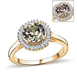 14K Yellow Gold  AAA   Turkizite ,  White Diamond  I2 Solitaire Ring ,  Gold Wt. 3.5 g 2.09 ctw