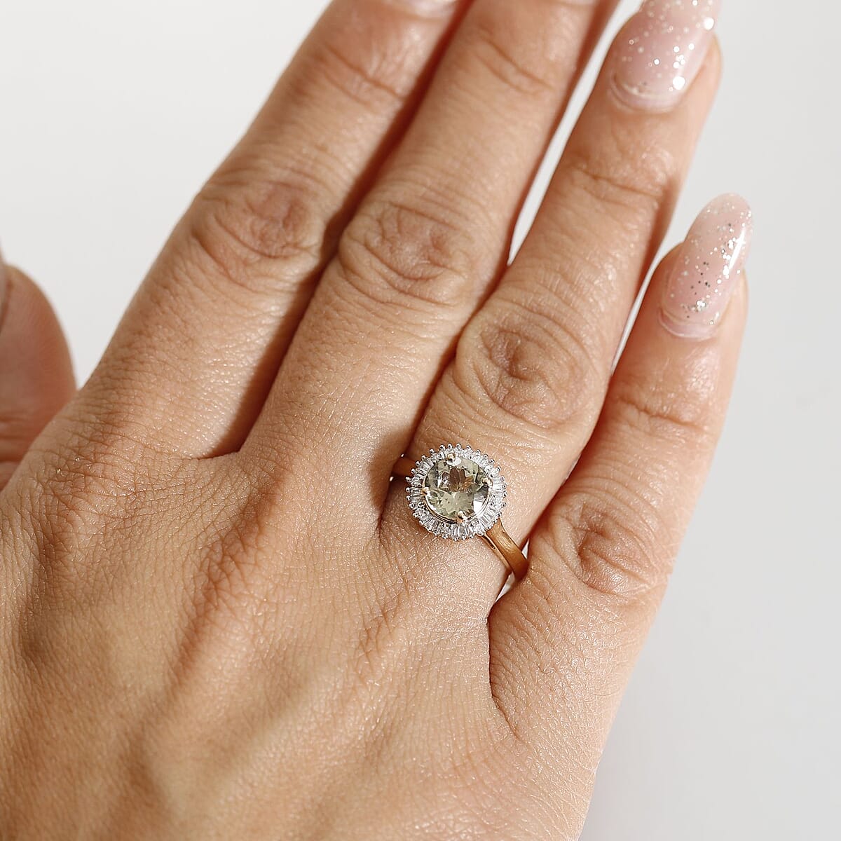 14K Yellow Gold  AAA   Turkizite ,  White Diamond  I2 Solitaire Ring ,  Gold Wt. 3.5 g 2.09 ctw image number 2