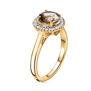 Luxoro AAA Turkizite and Diamond I2 1.70 ctw Ring in 10K Yellow Gold (Size 7.0)