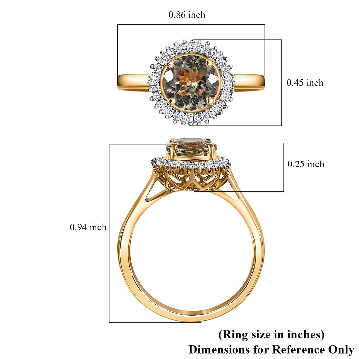 Luxoro AAA Turkizite and Diamond I2 1.70 ctw Ring in 10K Yellow Gold (Size 7.0)