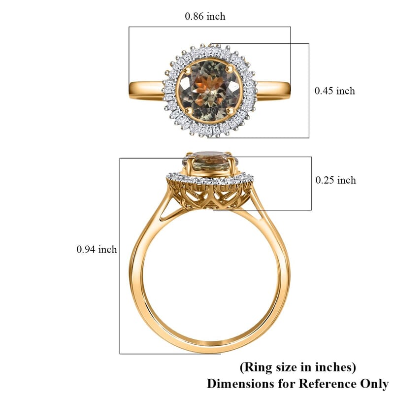 Luxoro AAA Turkizite and Diamond I2 1.70 ctw Ring in 10K Yellow Gold (Size 7.0)
