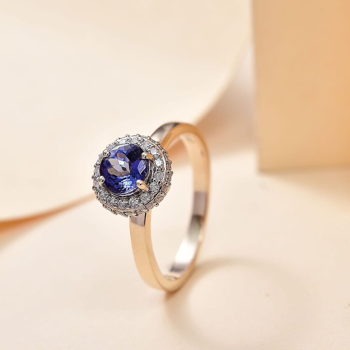 Luxoro AAA Tanzanite and Diamond I2 1.30 ctw Ring in 14K Yellow Gold (Size 7.0) 4.00 Grams image number 1