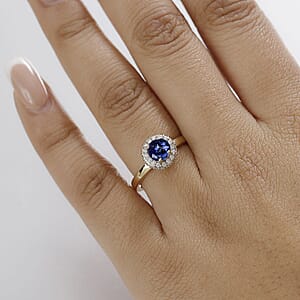 Luxoro AAA Tanzanite and Diamond I2 1.30 ctw Ring in 14K Yellow Gold (Size 7.0) 4.00 Grams