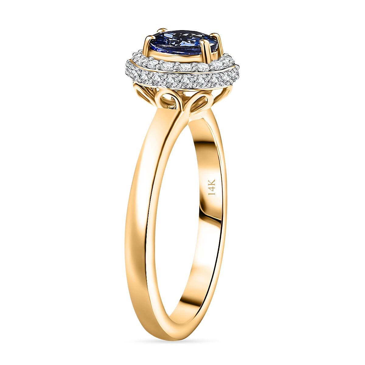 Luxoro AAA Tanzanite and Diamond I2 1.30 ctw Ring in 14K Yellow Gold (Size 7.0) 4.00 Grams image number 3